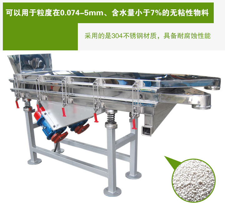 復(fù)合肥振動(dòng)篩采用的是304不銹鋼材質(zhì)，具備耐腐蝕性能